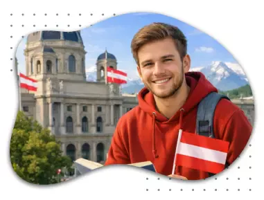 Student sitzt mit einem Buch vor dem Kunsthistorischen Museum in Wien